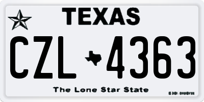 TX license plate CZL4363