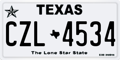 TX license plate CZL4534