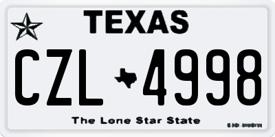 TX license plate CZL4998