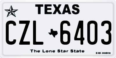 TX license plate CZL6403