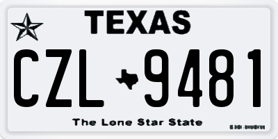 TX license plate CZL9481