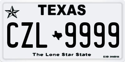 TX license plate CZL9999