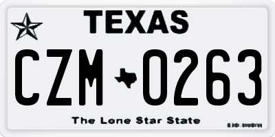 TX license plate CZM0263