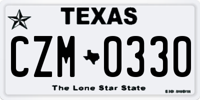 TX license plate CZM0330