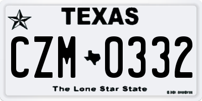 TX license plate CZM0332