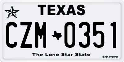 TX license plate CZM0351