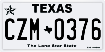 TX license plate CZM0376