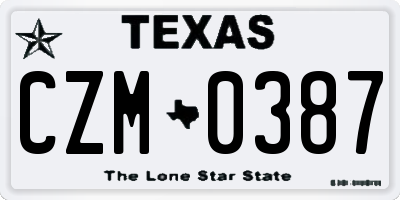 TX license plate CZM0387