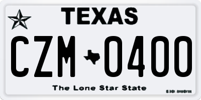 TX license plate CZM0400