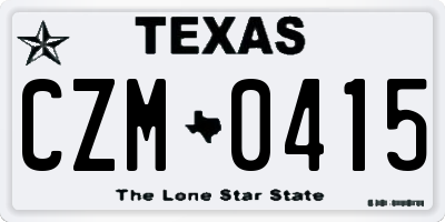 TX license plate CZM0415