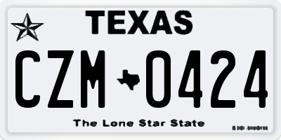 TX license plate CZM0424