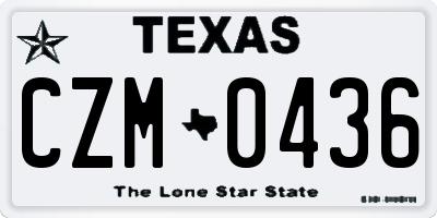TX license plate CZM0436