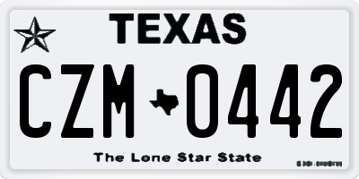 TX license plate CZM0442
