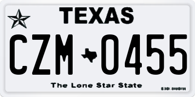 TX license plate CZM0455