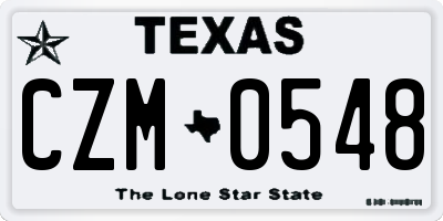 TX license plate CZM0548
