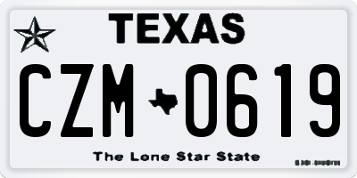TX license plate CZM0619