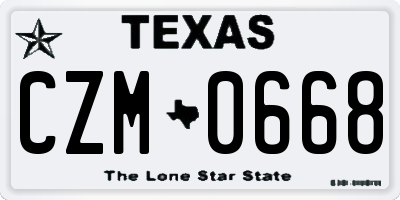 TX license plate CZM0668
