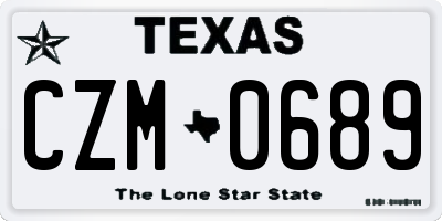 TX license plate CZM0689