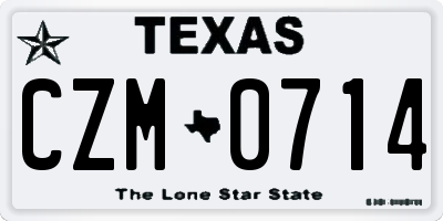 TX license plate CZM0714