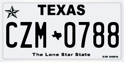 TX license plate CZM0788