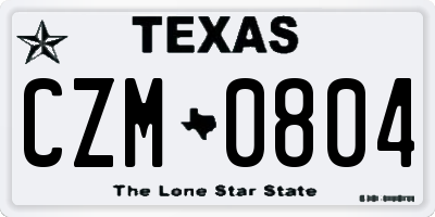 TX license plate CZM0804