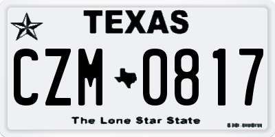 TX license plate CZM0817
