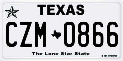 TX license plate CZM0866
