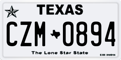 TX license plate CZM0894