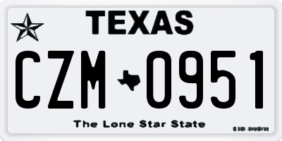 TX license plate CZM0951