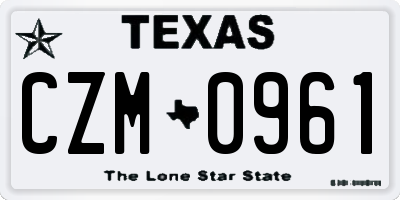 TX license plate CZM0961
