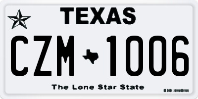 TX license plate CZM1006