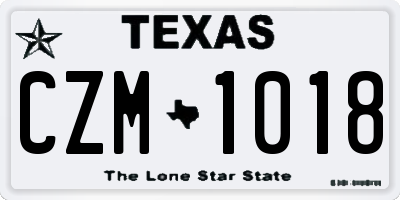 TX license plate CZM1018