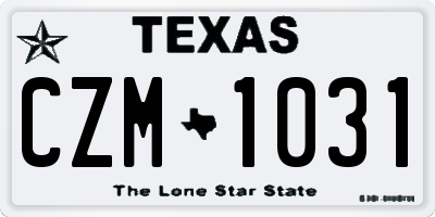 TX license plate CZM1031
