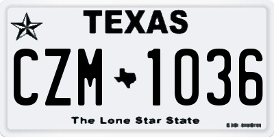 TX license plate CZM1036