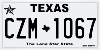 TX license plate CZM1067