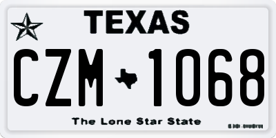 TX license plate CZM1068