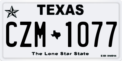 TX license plate CZM1077