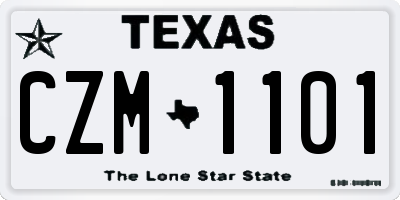 TX license plate CZM1101