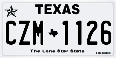 TX license plate CZM1126