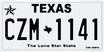 TX license plate CZM1141
