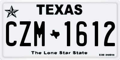 TX license plate CZM1612