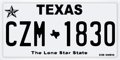 TX license plate CZM1830