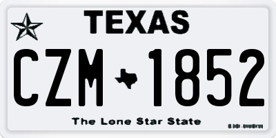 TX license plate CZM1852
