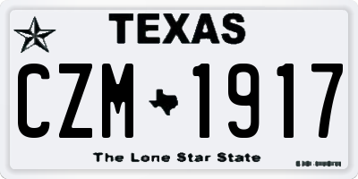 TX license plate CZM1917