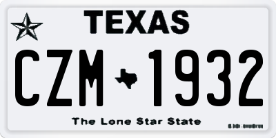 TX license plate CZM1932