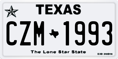 TX license plate CZM1993