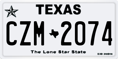 TX license plate CZM2074