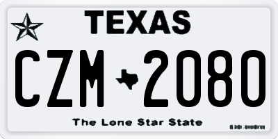 TX license plate CZM2080