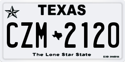 TX license plate CZM2120