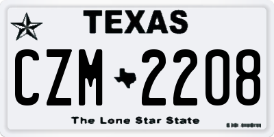 TX license plate CZM2208